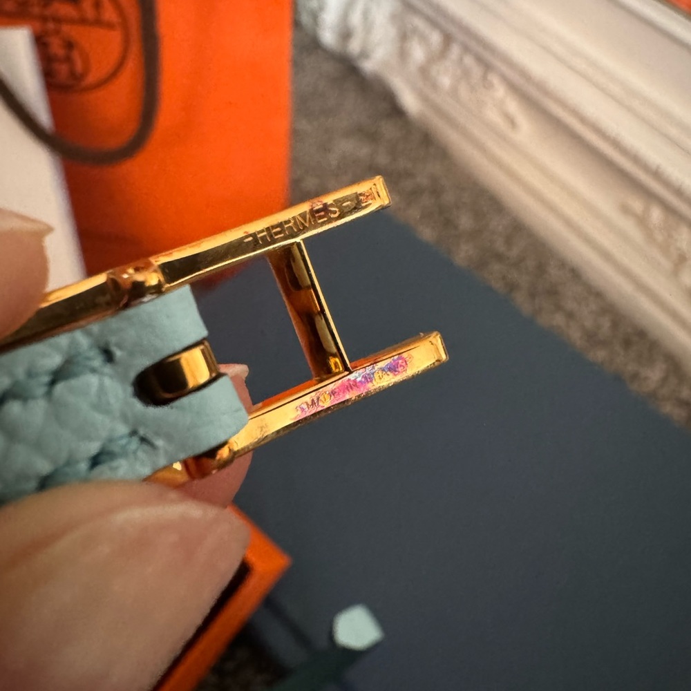 Hermes Light Blue Double Tour Bracelet with Gold H Buckle - Picture 8 of 10
